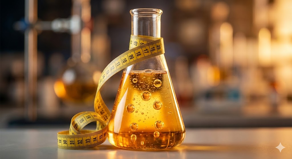 체중 감량과 혈당 조절 효과가 있는 애플 사이다 비니거(식초)를 과학적으로 표현한 컨셉 이미지